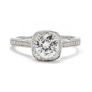 14k White Gold Diamond Halo Engagement Ring